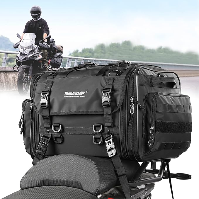 Dreaded Motorcycle Luggage Tail Bag 40-60L Waterproof With Sissy Bar Straps