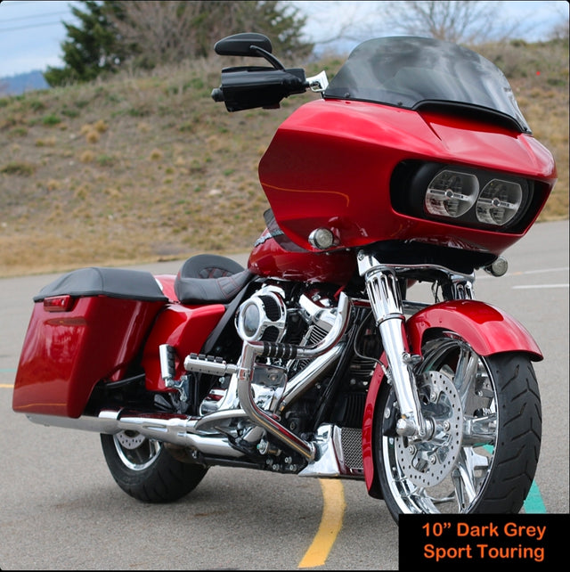 Freedom Shields Road Glide / RG3 Windshield 2015-2023 – installed on a red Harley Road Glide