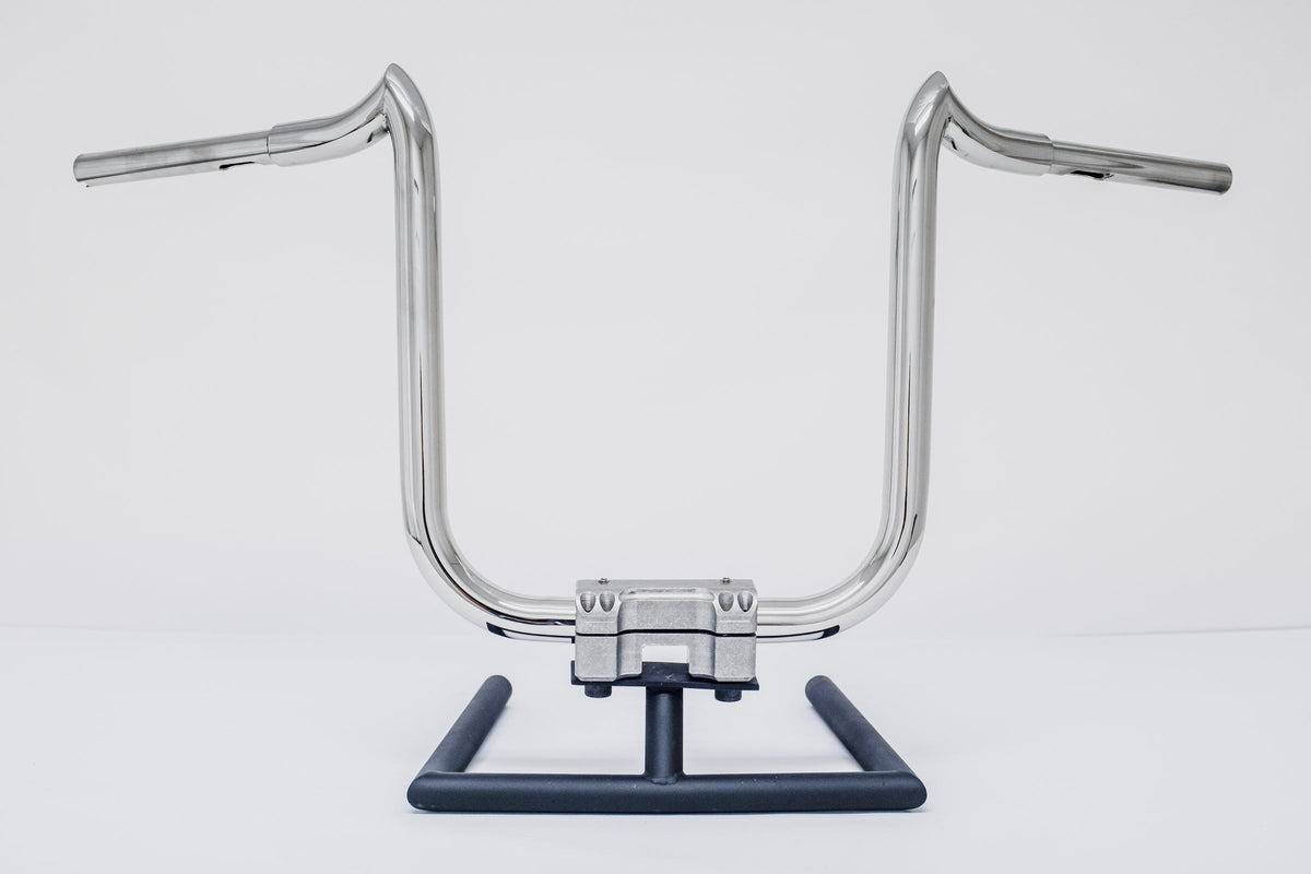KST Double Trouble Handlebars (2014-2025 Road King Special/CVO) – polished stainless steel bar, front view
