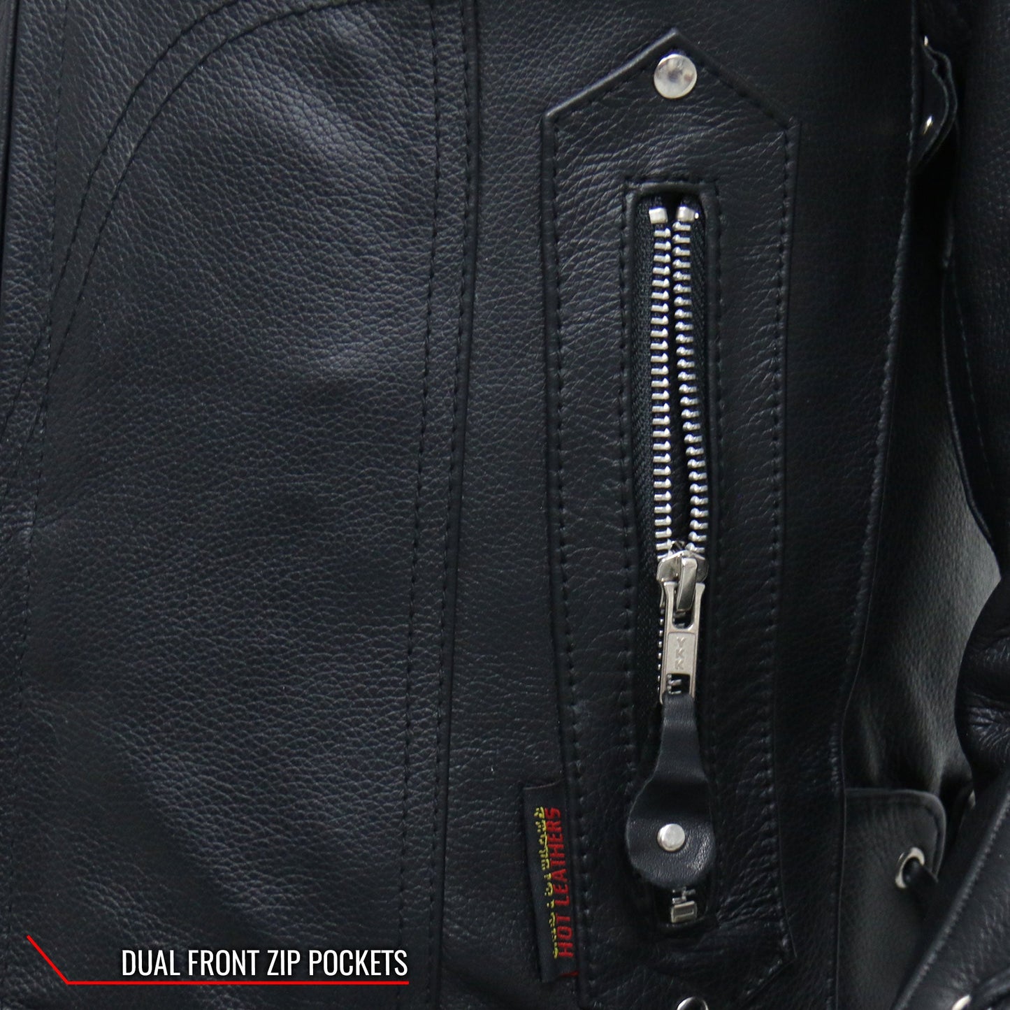 Hot Leathers Ladies Motorcycle style Lace Up Sleeves Leather Biker Jacket