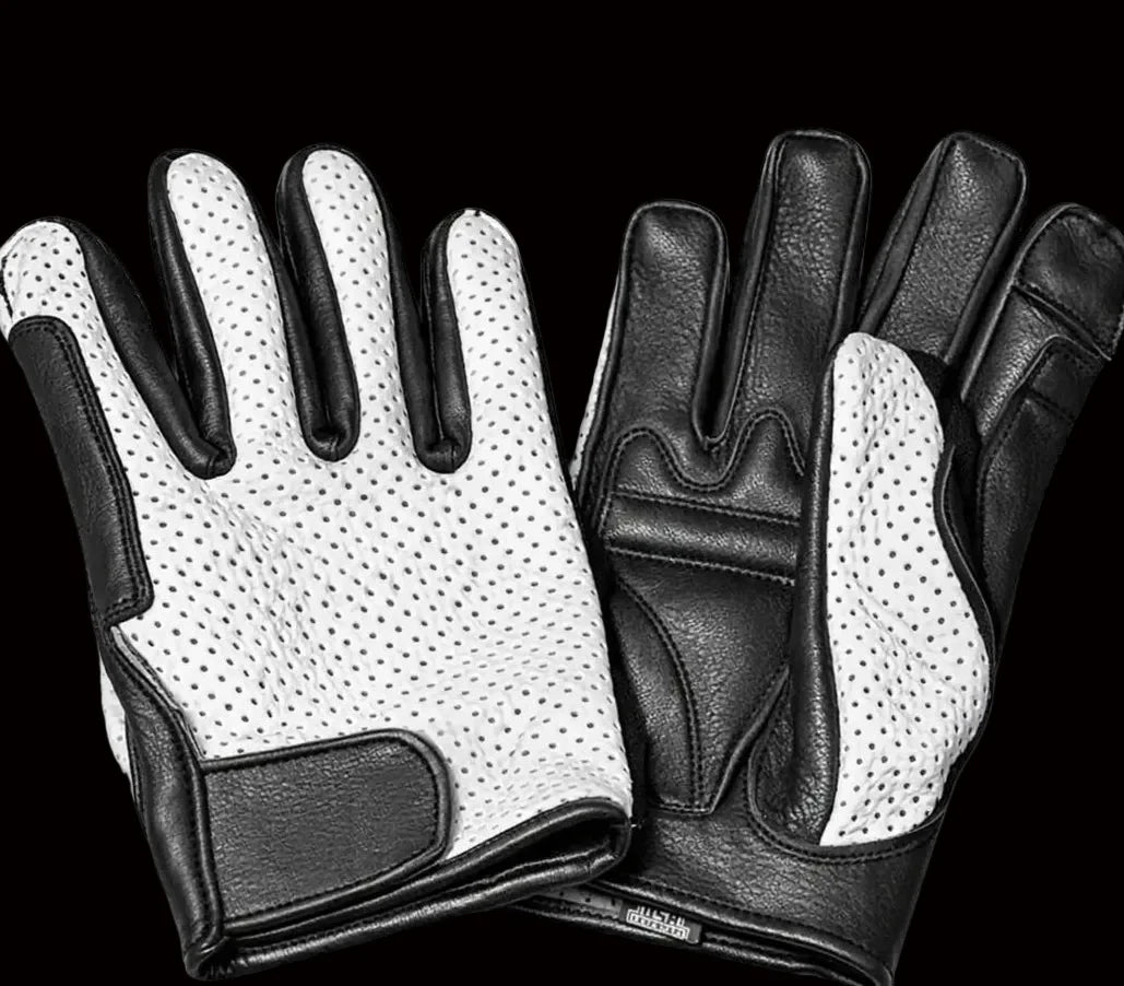 Legendary ILLEST DOZER White Ventilated Short Wrist Outseam Deerskin Motorcycle Gloves