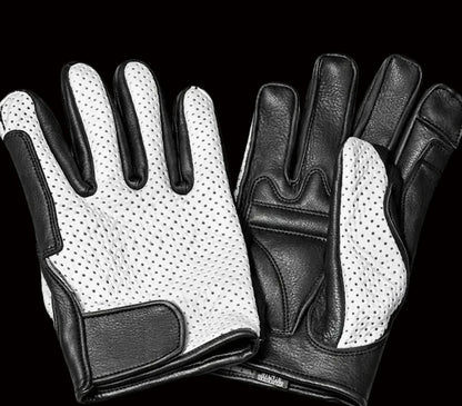 Legendary ILLEST DOZER White Ventilated Short Wrist Outseam Deerskin Motorcycle Gloves