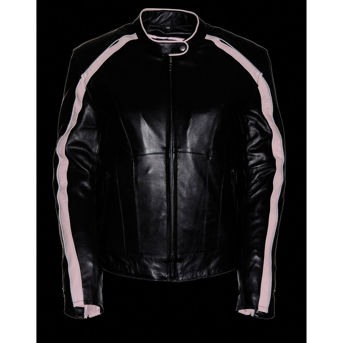 Milwaukee Leather Women's Black and Pink Embroidered and Stud Design Scooter Jacket
