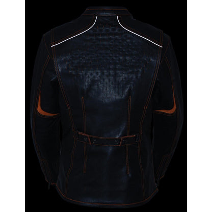 Milwaukee Leather Women's 'Laser Cut' Distressed Black and Purple Scuba Style Racer Jacket
