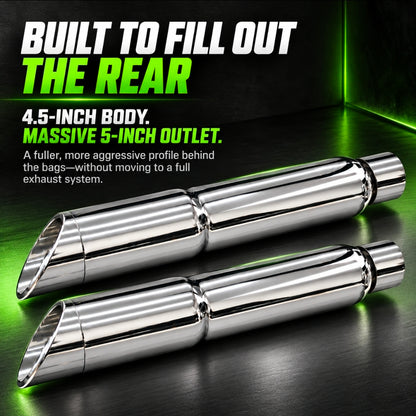 TAB Performance 50 Cal 5-Inch Slip-On Mufflers | Chrome | 1995-Up Harley Touring