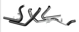 TAB 2-into-2 Touring Headers Catless (Harley Touring 2009-2016) – chrome 2-into-2 headers, angled view