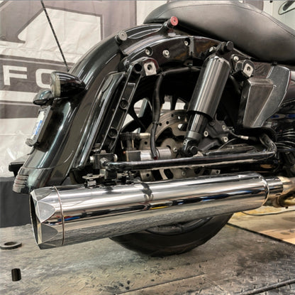 TAB Performance 50 Cal 5-Inch Slip-On Mufflers | Chrome | 1995-Up Harley Touring