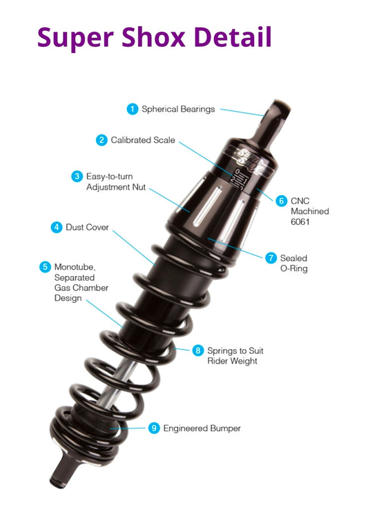 Super Shox Premium SR2 Rear Shocks | Harley-Davidson Road Glide (02'-Present)