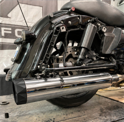 TAB Performance 50 Cal 5-Inch Slip-On Mufflers | Chrome | 1995-Up Harley Touring