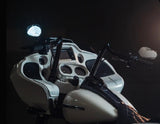 KST Spearhead Pre-Wired Handlebars (Road Glide 2015-2023) – installed on a white Harley Road Glide at night