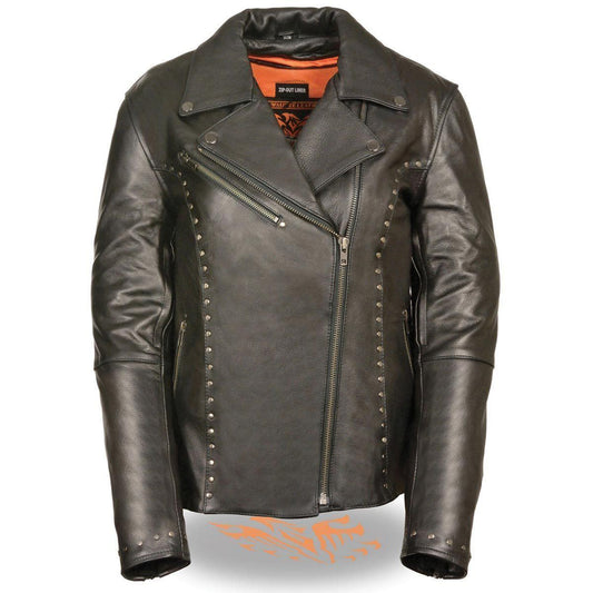 Milwaukee Leather Women's Classic Riveted Motorcycle Black Leather Jacket